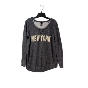 H&M Mama Gray New York Loose Fitted Lounge Wear Round Neck Sweatshirt Sz XL